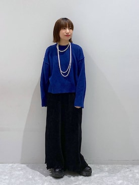 「LOWRYS FARM（ローリーズファーム）のパールタレンネックレス　249411（ネックレス）」を使った、ヒトミさん（レディース・146cm）の冬コーディネート
