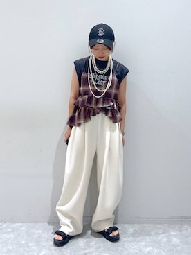 「アイテム（キャップ）」を使った、ヒトミさん（レディース・146cm・30代）の夏コーディネート