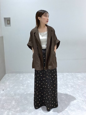 「LOWRYS FARM（ローリーズファーム）のスタイルＵＰクロスカップキャミ　100757（Tシャツ/カットソー、ホワイト系）」を使った、ヒトミさん（レディース・146cm）の夏コーディネート
