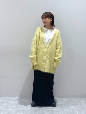 「LOWRYS FARM（ローリーズファーム）のシャギーロングＶカーディガン　595935（カーディガン/ボレロ）」を使った、ヒトミさん（レディース・146cm）の秋コーディネート