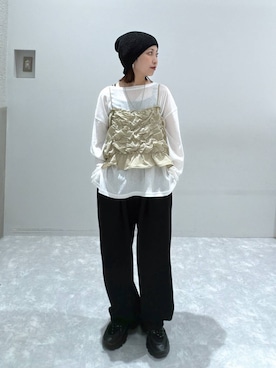 「PAGEBOY（ページボーイ）のルーズサマービーニー（ニットキャップ/ビーニー）」を使った、ヒトミさん（レディース・146cm）の夏コーディネート