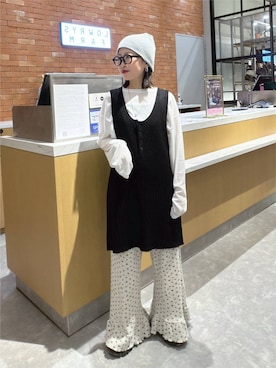 「アイテム（チュニック、ブラック系）」を使った、ヒトミさん（レディース・146cm）の秋コーディネート