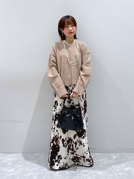 「LOWRYS FARM（ローリーズファーム）のパールタレンネックレス　249411（ネックレス）」を使った、ヒトミさん（レディース・146cm）の秋コーディネート