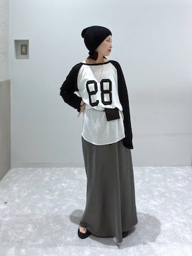 「PAGEBOY（ページボーイ）のルーズサマービーニー（ニットキャップ/ビーニー、ブラック系）」を使った、ヒトミさん（レディース・146cm）の夏コーディネート