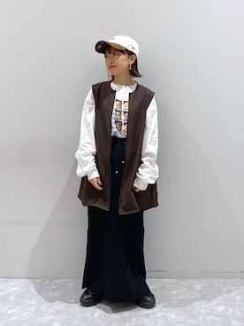 「アイテム（ベスト）」を使った、ヒトミさん（レディース・146cm）の秋コーディネート