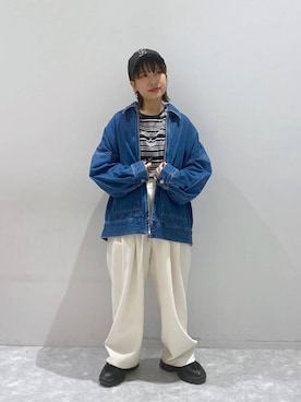 「アイテム（デニムジャケット）」を使った、ヒトミさん（レディース・146cm・30代）の秋コーディネート