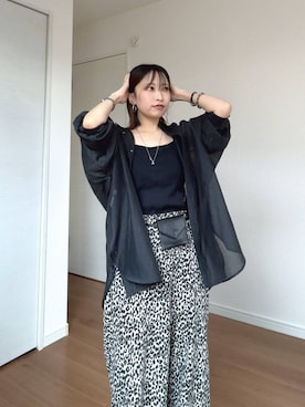 「LOWRYS FARM（ローリーズファーム）のスタイルＵＰクロスカップキャミ　100757（Tシャツ/カットソー、ホワイト系）」を使った、ヒトミさん（レディース・146cm）の夏コーディネート