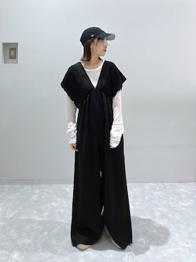 「LOWRYS FARM（ローリーズファーム）のクシュクシュレースプルオーバーＬＳ 1052797（Tシャツ/カットソー、ホワイト系）」を使った、ヒトミさん（レディース・146cm）の夏コーディネート