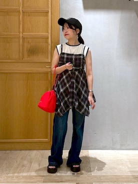 「アイテム（キャップ）」を使った、ヒトミさん（レディース・146cm・30代）の夏コーディネート