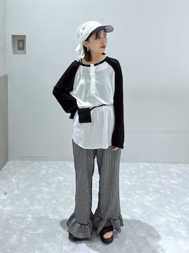 「LOWRYS FARM（ローリーズファーム）のレースバラクラバ 1000292（ストール/ショール、ホワイト系）」を使った、ヒトミさん（レディース・146cm）の夏コーディネート