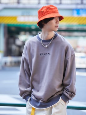 「KANGOL（カンゴール）のアイテム（スウェット）」を使った、むさし君さん（メンズ・178cm）の冬コーディネート