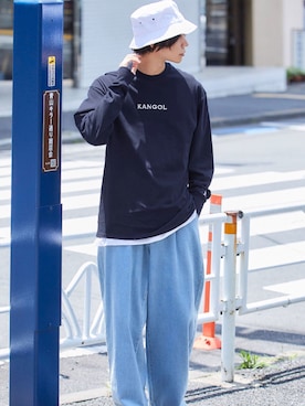「KANGOL（カンゴール）のアイテム（トップス）」を使った、むさし君さん（メンズ・178cm）の秋コーディネート