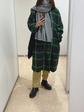 「BEAMS BOY（ビームスボーイ）のアイテム（ノーカラーコート）」を使った、fin*さん（レディース・164cm）の冬コーディネート