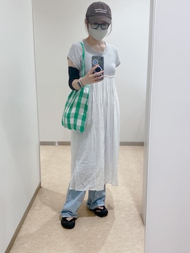 「CANAL JEAN（キャナルジーン）のアイテム（ワンピース）」を使った、fin*さん（レディース・164cm）の夏コーディネート