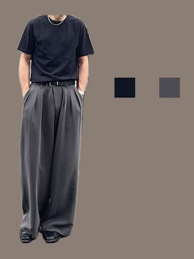 「UNIQLO（ユニクロ）のアイテム（Tシャツ/カットソー、ブラック系）」を使った、nnnさん（メンズ・177cm）の夏コーディネート