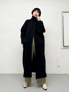 「リブニット」｜「アイテム（ステンカラーコート）」を使った、KBF OFFICIAL ACCOUNTさん（レディース・167cm）の冬コーディネート