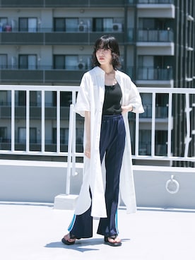 「ジャージーパンツ」｜「アイテム（ワンピース/ドレス）」を使った、KBF OFFICIAL ACCOUNTさん（レディース・160cm）の夏コーディネート