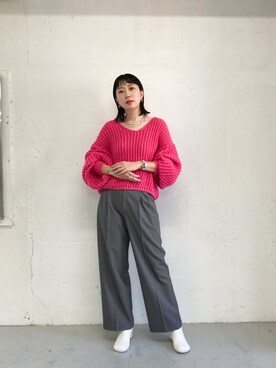 「ボリュームニット」｜「アイテム（パンツ）」を使った、KBF OFFICIAL ACCOUNTさん（レディース・167cm）の夏コーディネート