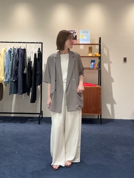 「LOUNGEDRESS（ラウンジドレス）のハーフスリーブジャケット（その他アウター、グレー系）」を使った、清水ひなさん（レディース・162cm）の春コーディネート
