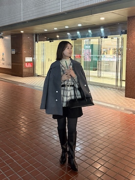 「アイテム（その他アウター、グレー系）」を使った、清水ひなさん（レディース・161cm）の秋コーディネート