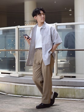「ニコアンド」｜「アイテム（ローファー）」を使った、ぜっきーさん（メンズ・165cm）の夏コーディネート