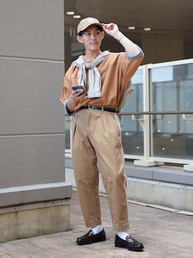 「ニコアンド」｜「アイテム（ローファー）」を使った、ぜっきーさん（メンズ・165cm）の春コーディネート