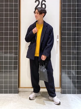 「ニコアンド」｜「アイテム（スラックス）」を使った、ぜっきーさん（メンズ・165cm）の秋コーディネート