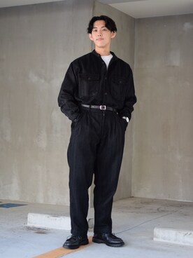 「ノーカラーシャツ」｜「アイテム（その他シューズ）」を使った、ぜっきーさん（メンズ・165cm）の冬コーディネート