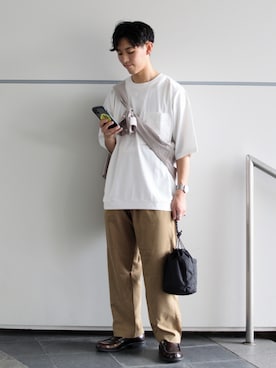 「ニコアンド」｜「アイテム（ローファー）」を使った、ぜっきーさん（メンズ・165cm）の夏コーディネート
