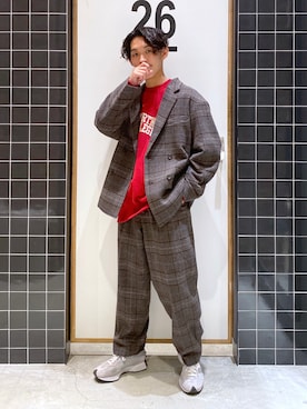 「ニコアンド」｜「アイテム（スラックス）」を使った、ぜっきーさん（メンズ・165cm）の秋コーディネート
