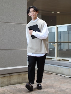 「ニコアンド」｜「アイテム（ローファー）」を使った、ぜっきーさん（メンズ・165cm）の春コーディネート