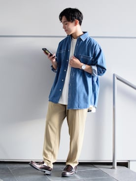 「ニコアンド」｜「アイテム（ローファー）」を使った、ぜっきーさん（メンズ・165cm）の夏コーディネート