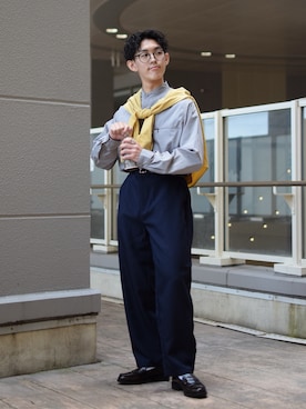 「NUMERALS（ヌメラルズ）のアイテム（シャツ/ブラウス）」を使った、ぜっきーさん（メンズ・165cm）の春コーディネート