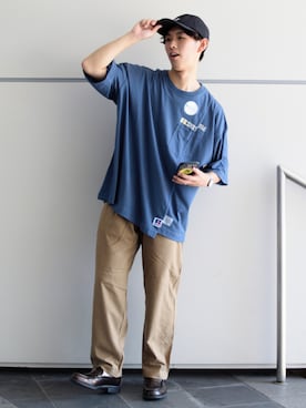 「ニコアンド」｜「アイテム（ローファー）」を使った、ぜっきーさん（メンズ・165cm）の夏コーディネート