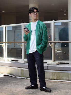 「NUMERALS（ヌメラルズ）のアイテム（Tシャツ/カットソー）」を使った、ぜっきーさん（メンズ・165cm）の春コーディネート
