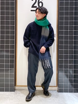 「ニコアンド」｜「アイテム（スラックス）」を使った、ぜっきーさん（メンズ・165cm）の冬コーディネート