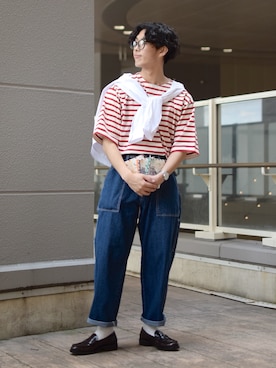 「ニコアンド」｜「アイテム（ローファー）」を使った、ぜっきーさん（メンズ・165cm）の春コーディネート
