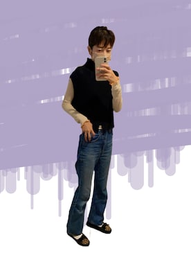 「STUDIOUS(ステュディオス)のアイテム(ベスト)」を使った、小太郎♡さん(レディース・166cm)の秋コーディネート