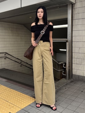 「MOUSSY（マウジー）のBELTED BIG ホーボーバッグ（ショルダーバッグ）」を使った、lisaさん（レディース・173cm）の夏コーディネート