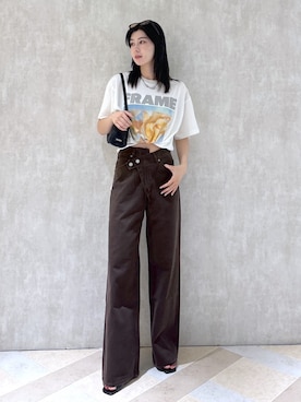 「MOUSSY（マウジー）のアイテム（Tシャツ/カットソー）」を使った、lisaさん（レディース・173cm）の夏コーディネート