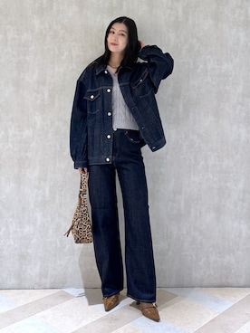 「アイテム（デニムジャケット）」を使った、lisaさん（レディース・173cm）の秋コーディネート