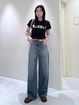 CROSS WAIST WIDE STRAIGHT/クロスウエストワイドストレートデニムを