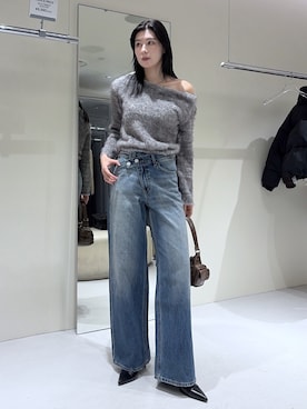 CROSS WAIST WIDE STRAIGHT/クロスウエストワイドストレートデニムを