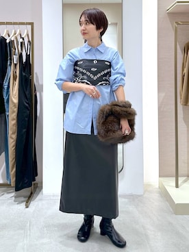 「アイテム（ストール/ショール）」を使った、SuUさん（レディース・167cm）の秋コーディネート
