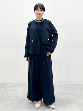 「アイテム（ノーカラージャケット）」を使った、SuUさん（レディース・167cm・40代）の秋コーディネート