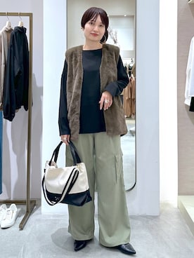 「アイテム（その他アウター、ブラウン系）」を使った、SuUさん（レディース・167cm）の秋コーディネート