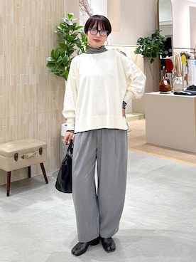 「Elura（エルーラ）のTRストレッチカーブパンツ/1068017（その他パンツ、グレー系）」を使った、SuUさん（レディース・167cm）の秋コーディネート