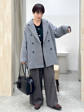 「アイテム（ピーコート）」を使った、SuUさん（レディース・167cm）の秋コーディネート