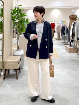 「Elura（エルーラ）のアイロンいらずレギュラーシャツ/1067304（シャツ/ブラウス、その他）」を使った、SuUさん（レディース・167cm）の秋コーディネート