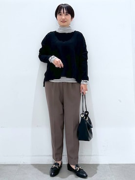 「Elura（エルーラ）のアイテム（ローファー）」を使った、SuUさん（レディース・167cm）の冬コーディネート